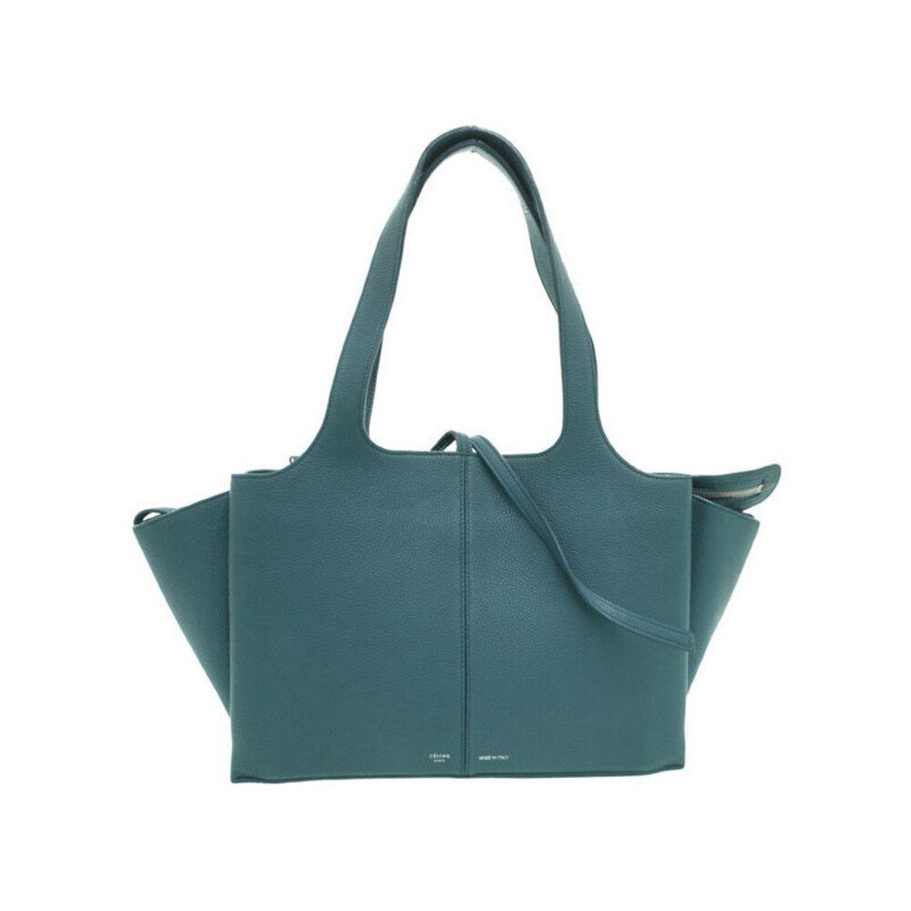 Celine Trifold Bag Leather Tote Grained Shoulder - Picture 2 of 9